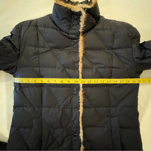 JNY Down & Fur Puffer Black with Carmel-colored trim Jones New York Med - Picture 7 of 17